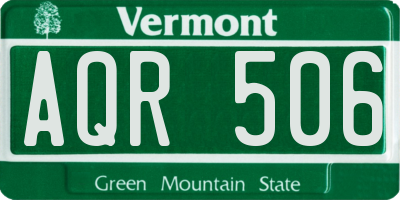 VT license plate AQR506