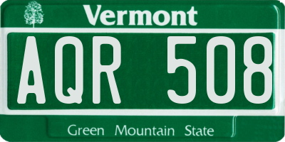 VT license plate AQR508