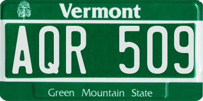 VT license plate AQR509