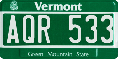 VT license plate AQR533