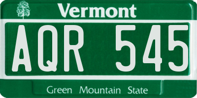 VT license plate AQR545