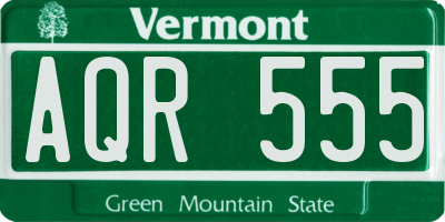 VT license plate AQR555