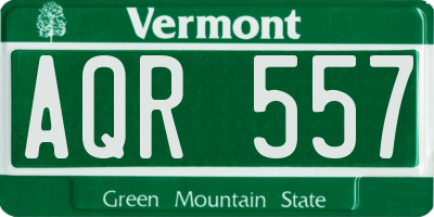 VT license plate AQR557