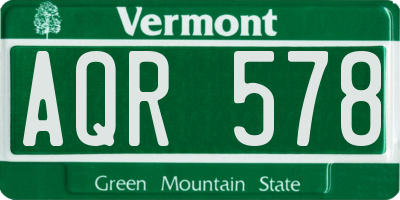 VT license plate AQR578