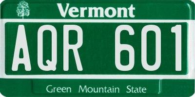 VT license plate AQR601