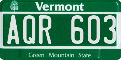 VT license plate AQR603
