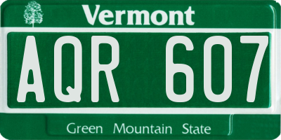 VT license plate AQR607