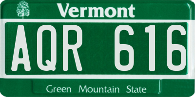 VT license plate AQR616