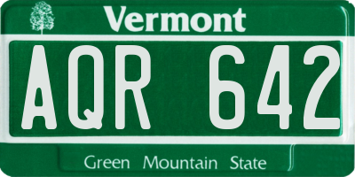 VT license plate AQR642