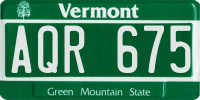 VT license plate AQR675