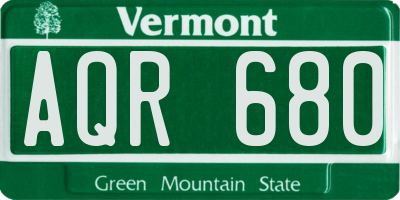 VT license plate AQR680