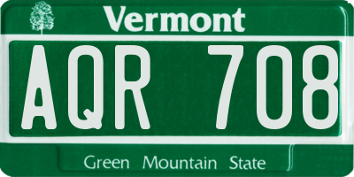 VT license plate AQR708