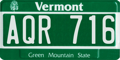 VT license plate AQR716
