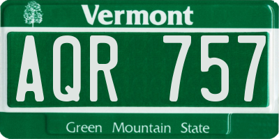 VT license plate AQR757