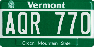 VT license plate AQR770