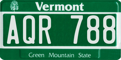 VT license plate AQR788
