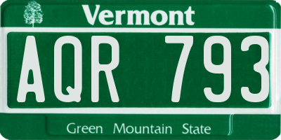 VT license plate AQR793