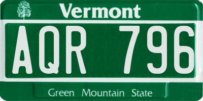 VT license plate AQR796