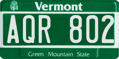 VT license plate AQR802