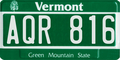 VT license plate AQR816