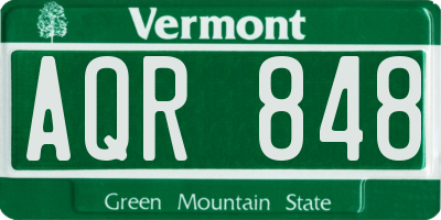 VT license plate AQR848