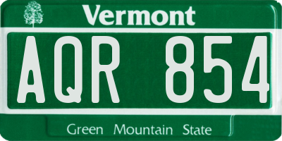 VT license plate AQR854