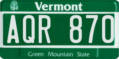 VT license plate AQR870