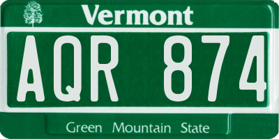 VT license plate AQR874
