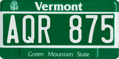 VT license plate AQR875