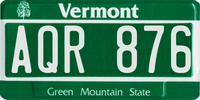 VT license plate AQR876
