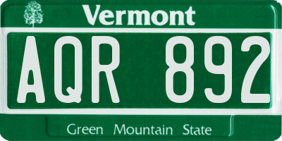 VT license plate AQR892