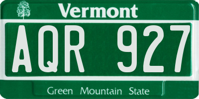 VT license plate AQR927