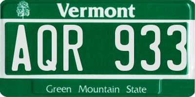 VT license plate AQR933