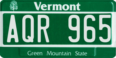 VT license plate AQR965
