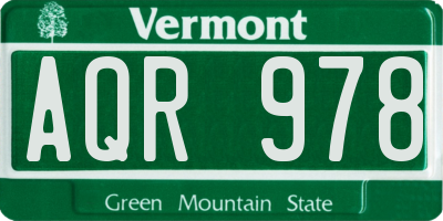 VT license plate AQR978