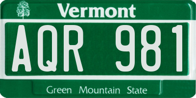 VT license plate AQR981
