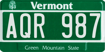 VT license plate AQR987