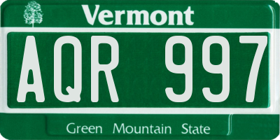 VT license plate AQR997
