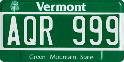 VT license plate AQR999