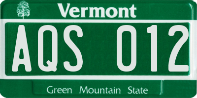 VT license plate AQS012
