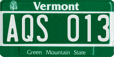 VT license plate AQS013