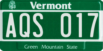 VT license plate AQS017