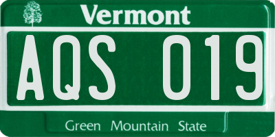 VT license plate AQS019