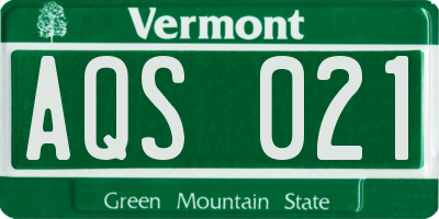 VT license plate AQS021
