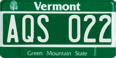 VT license plate AQS022