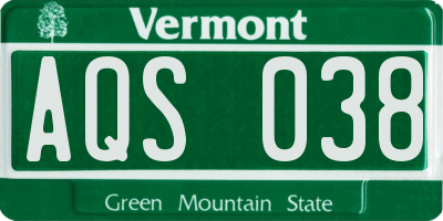VT license plate AQS038