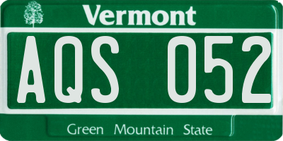 VT license plate AQS052