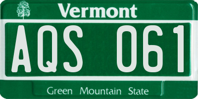 VT license plate AQS061