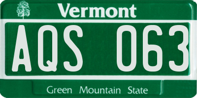VT license plate AQS063
