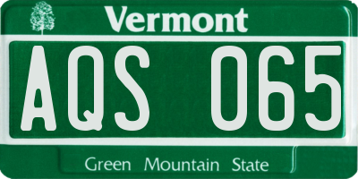 VT license plate AQS065
